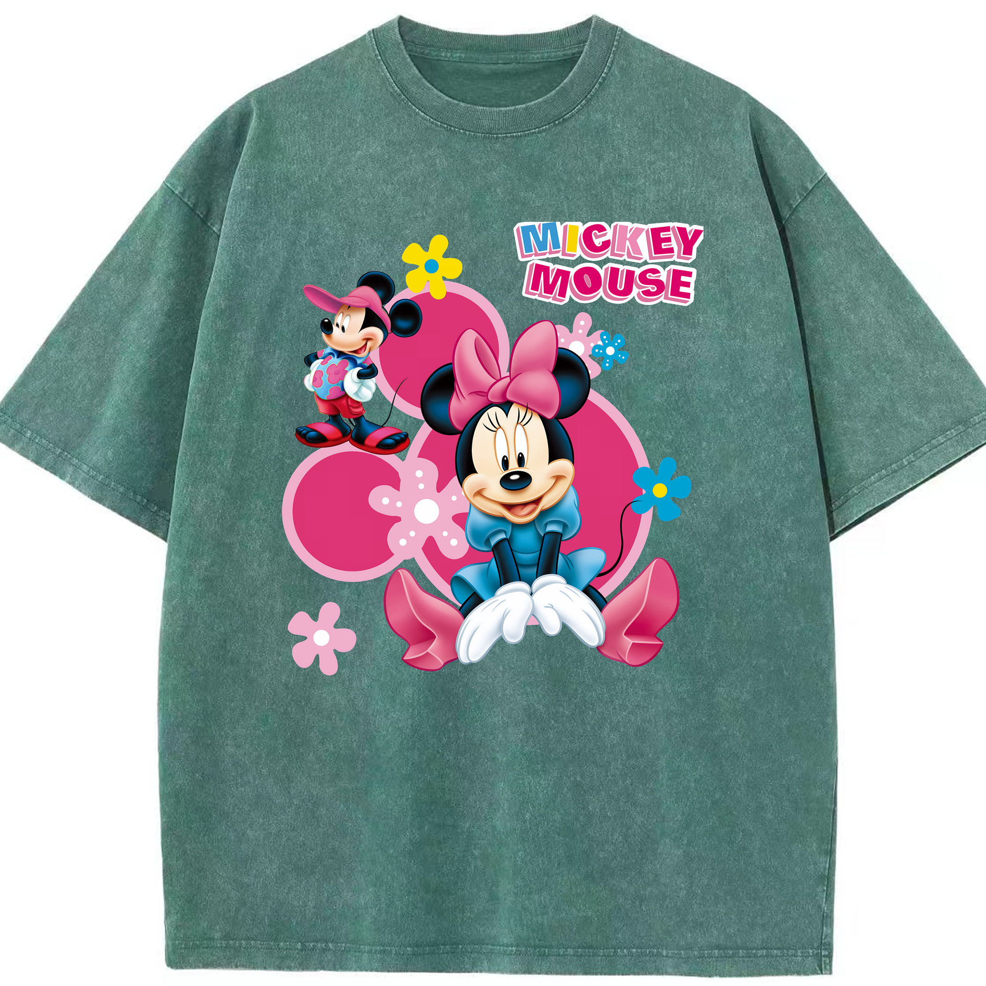 （画像用） ミッキーマウス Mickey Mouse 綿100% ヴィンテージ風 半袖Tシャツ（フロントプリント）